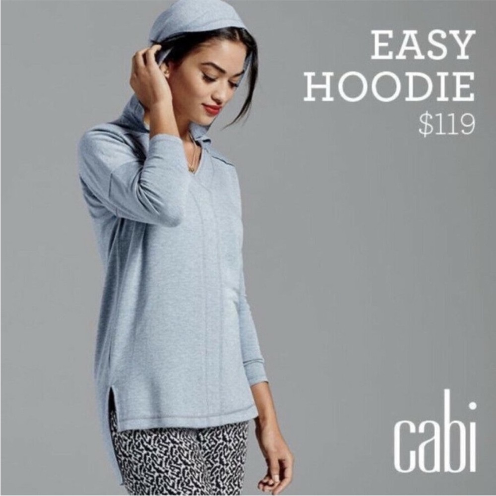 $119 Cabi #3129 Women Blue Gray Small Easy Hoodie Oversize Tunic Sweatshirt